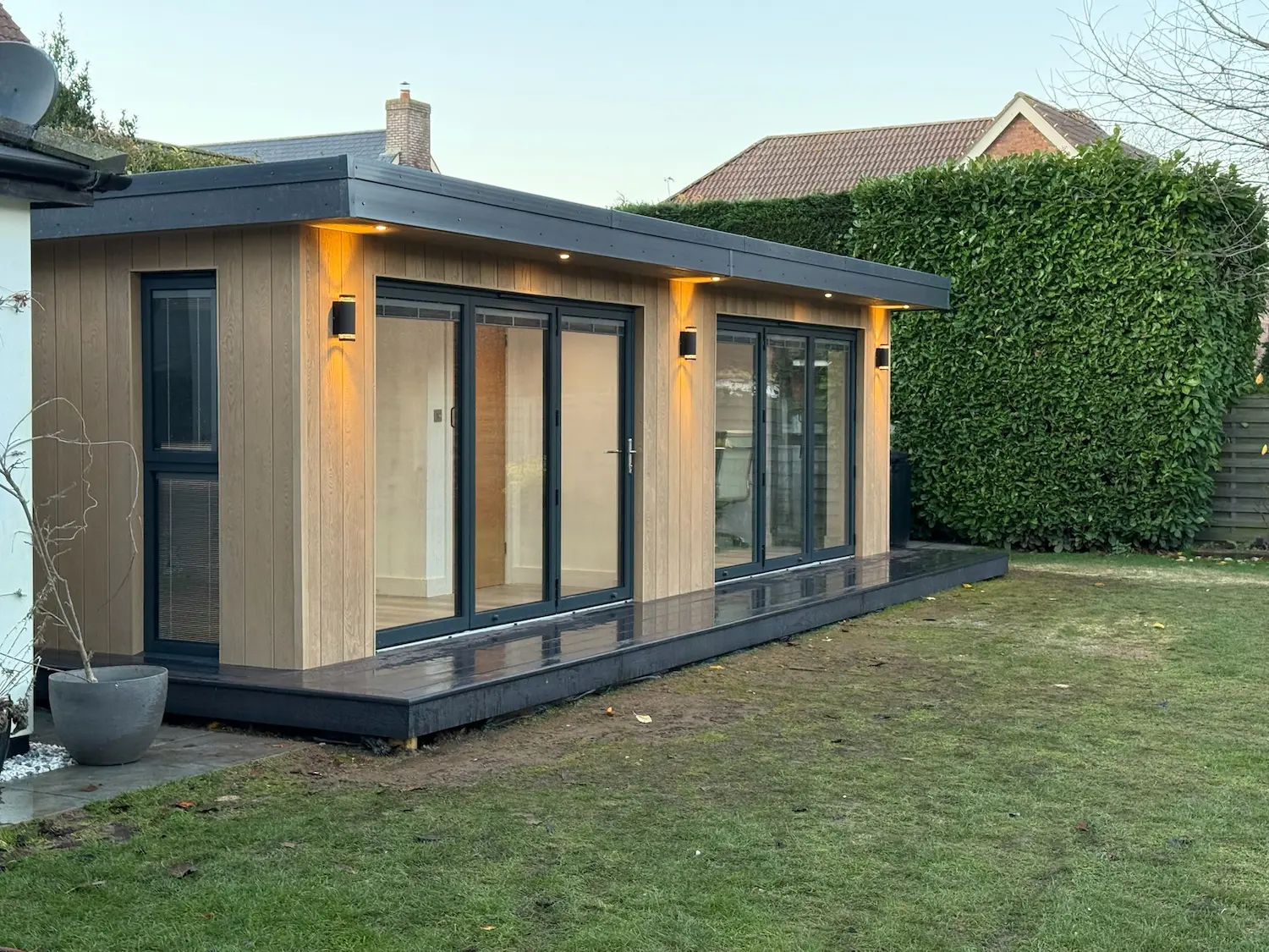 luxury sips garden studio composite cladding anthracite doors