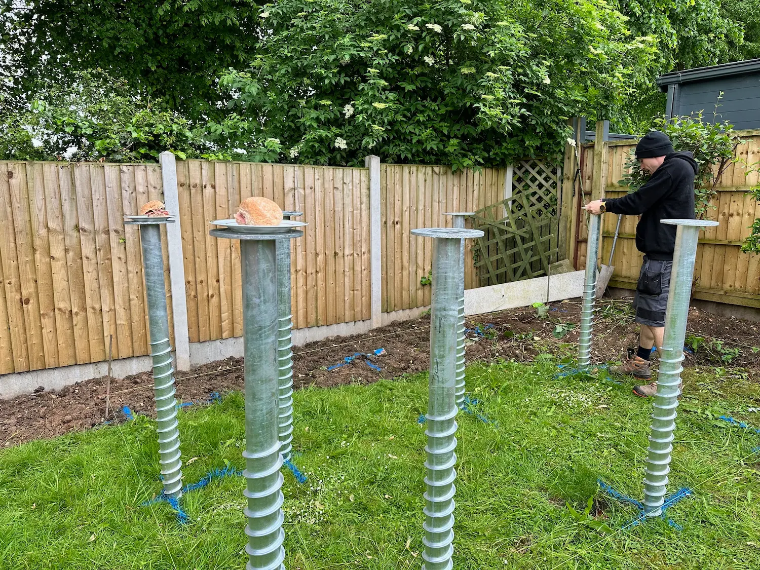 sips garden room ground screw foundations installation