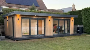 sips garden studio with anthracite bi fold doors flat roof yorkshire